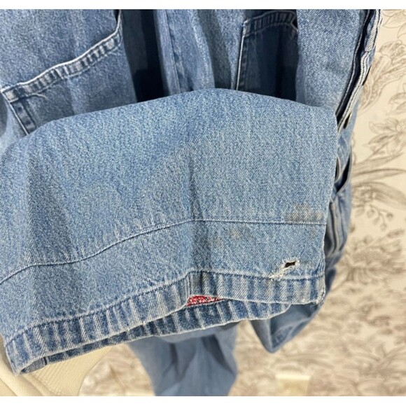 Vintage Agapo Denim Overalls Women Sz M USA Flag American Cross Stitch Embroider - Picture 13 of 14